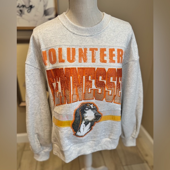 QUEEN OF SPARKLES Tops - New! QUEEN OF SPARKLES  Licensed Gray Volunteers Tennessee Vintage Sweatshirt